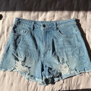 Gianni Bini Bedazzled Distressed Jean Shorts
